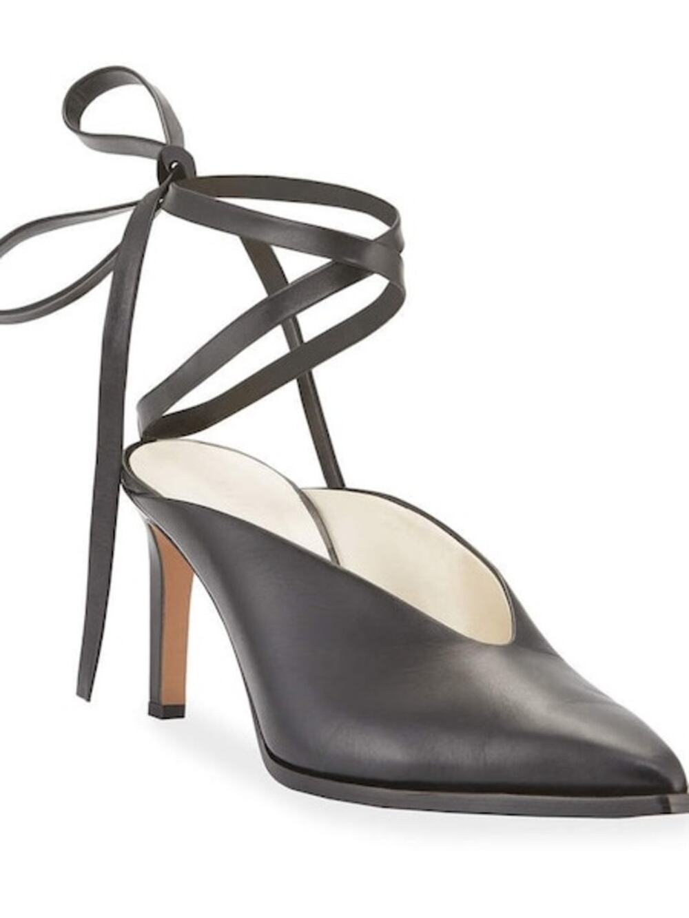 Tibi Women’s Sz 39 Sz 9 Neima Leather Ankle-Tie Pumps Pointed Toe Black